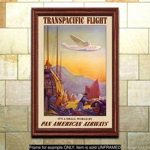 Airline Travel Poster Transpacific Flight,  Vintage Aviation Print, Wall Art for Home or Office Decor (32)