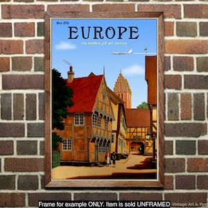 Vintage Airline Travel Poster: Europe, Wall Art Print for home or office decor