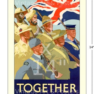 WWII British Recruiting Poster Together Vintage British World War II Propaganda Art Print, Home Office Decor, Wall Art WWII 193 11x14 inches