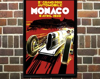 Monaco Grand Prix Poster - Vintage 1930s Racing Print, Wall Art for Home or Office Decor  (96)