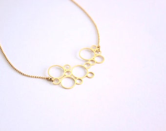 Mid-long bubbles necklace, gold filled