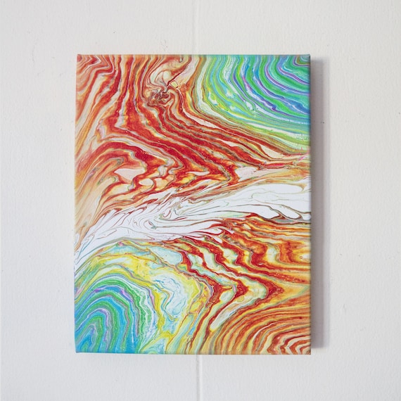 Acrylic Pour Painting Acrylic Art 8x10 Wall Art Abstract Painting