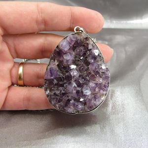 Amethyst Silver Necklace, Antique Silver Amethyst Pendant, Amethyst Gemstone Necklace