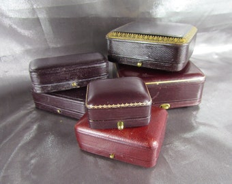 Lot of Jewelry Boxes, Antique Jewelry Boxes, Victorian Leather Velvet Jewelry Boxes