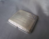 Art Deco French Cigarette Case, Sterling Silver, Blue Enamel