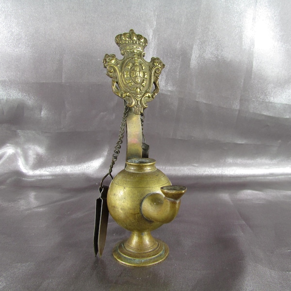 Lampe à Huile De Sûreté Ancienne Métal - Brevet F. Besnard Paris - Patine D'Époque