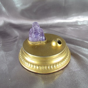 Pen Holder For Desk, Antique Bronze Amethyst Buddha Pen Holder
