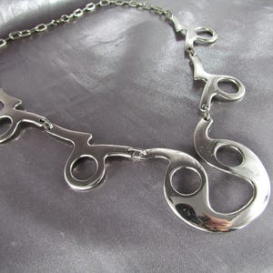 Vintage Design Necklace, Vintage 70s Chrome Necklace