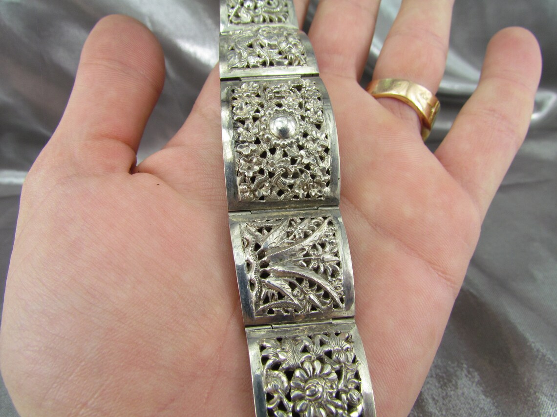 Vietnamese Bracelet Sterling Silver Indochina Cuff Bracelet Etsy