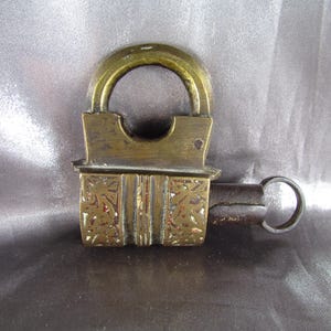 Padlock, Antique Lock, Bronze Iron, Ethnic Padlock 19th Century