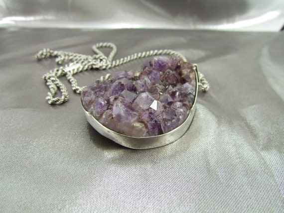 Amethyst Silver Necklace, Antique Silver Amethyst