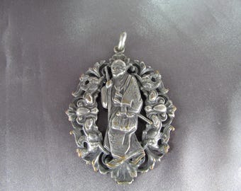 Nostalgic Pendant Without Chain Samurai Silver Shabby