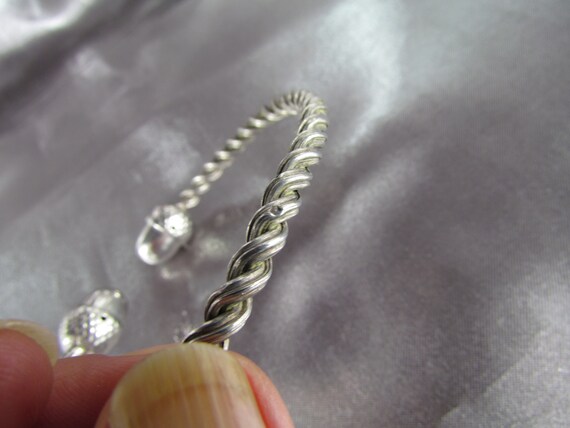 Art Nouveau French Silver Bracelet, Antique Acorn… - image 8