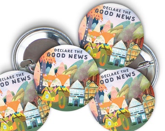 5 Pack, Declare the Good News Buttons, JW Gift Shop, HappierToGive, 2024 Convention Gifts, Pins