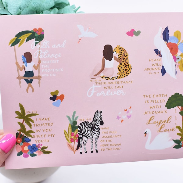 Paradise Stickers 3 Sheets : Washable & Reusable - JW Pioneer Gifts - JW Letter Writing - JW Stickers - Jw Ministry Supplies