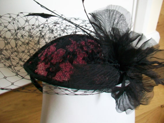 Vintage Black and Pink Fascinator