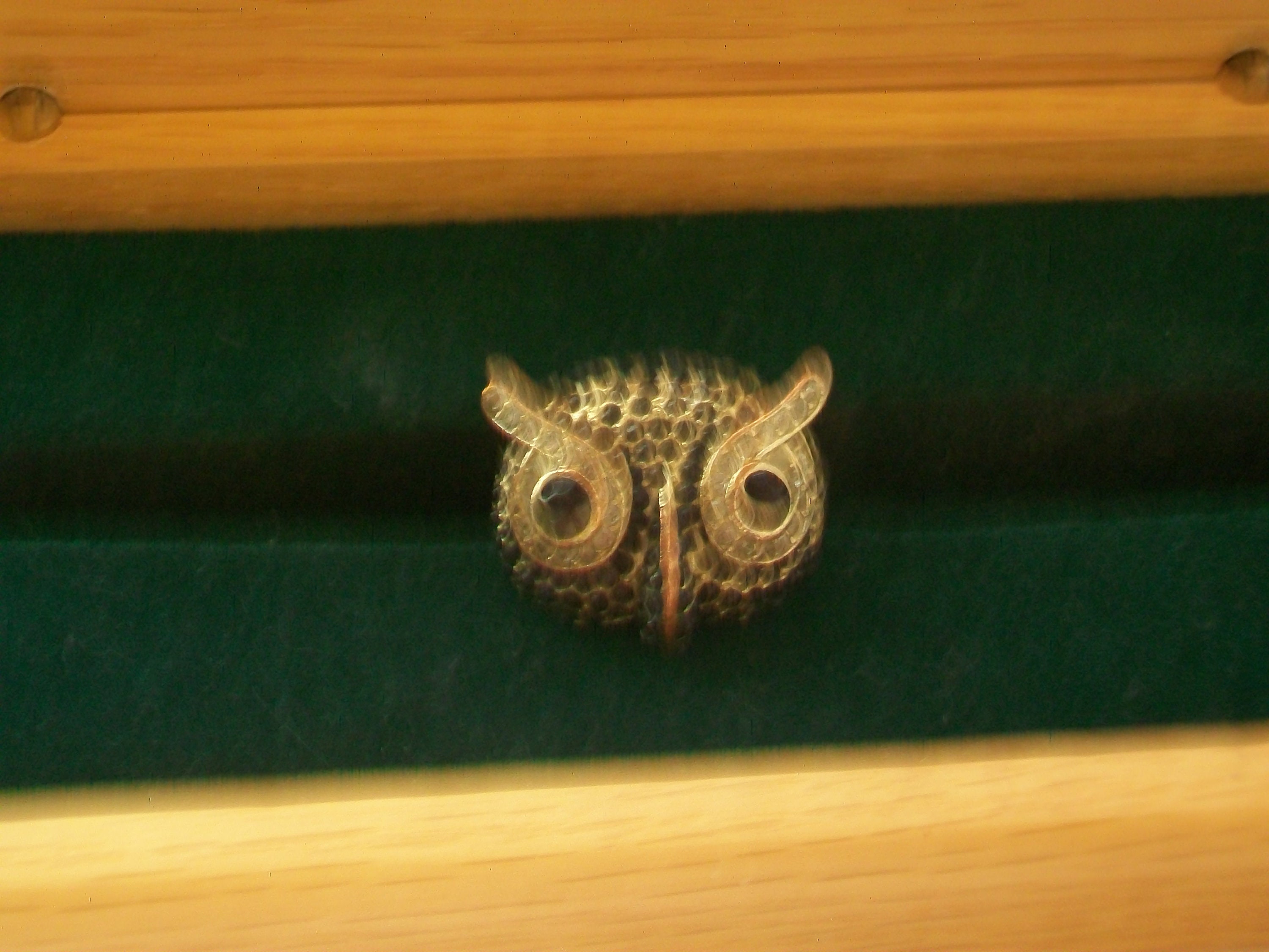 Vintage Wise Owl Statement Metal Ring With Diamante and Black 