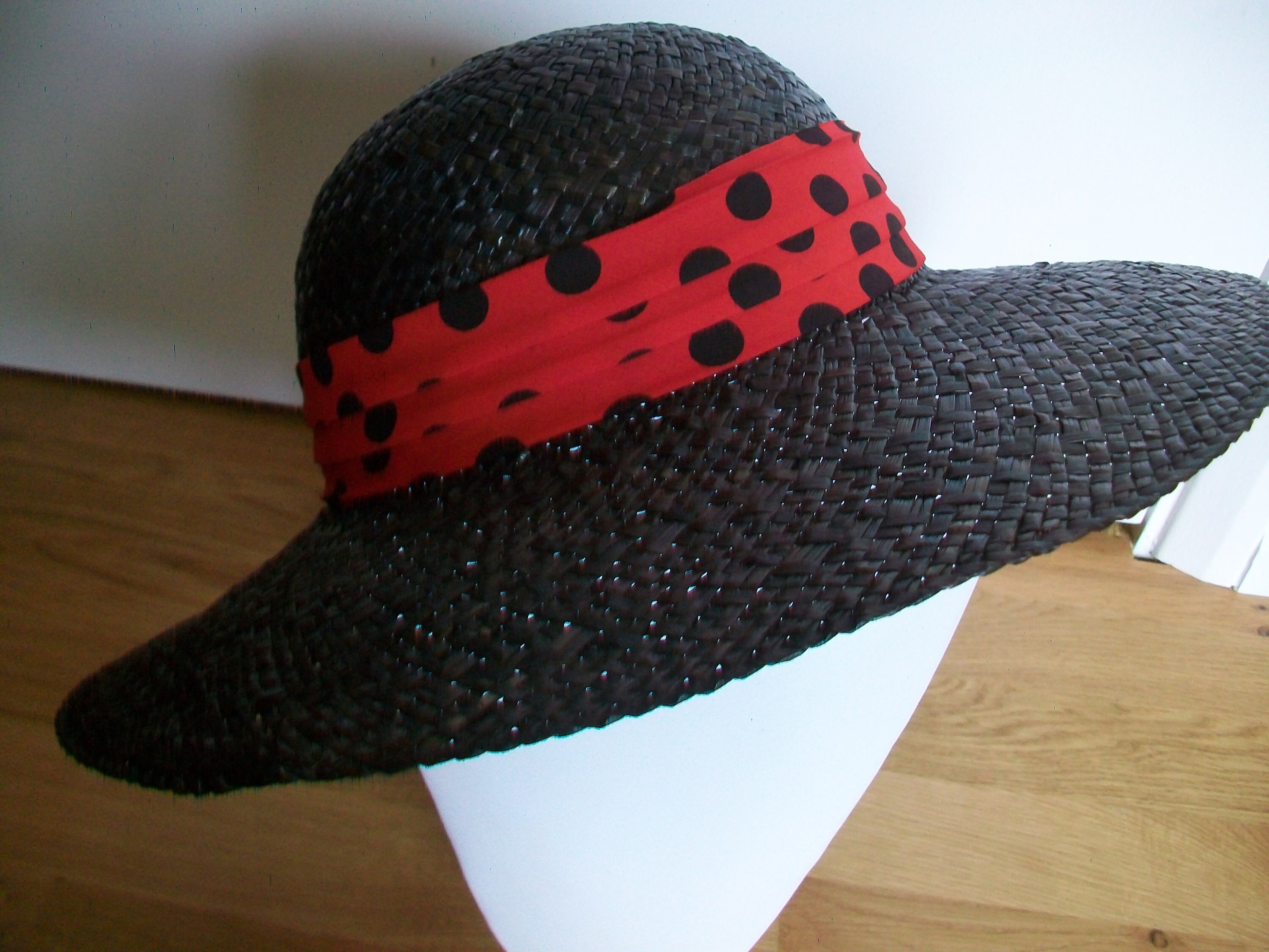 Straw Polka Dot Hat - Etsy UK