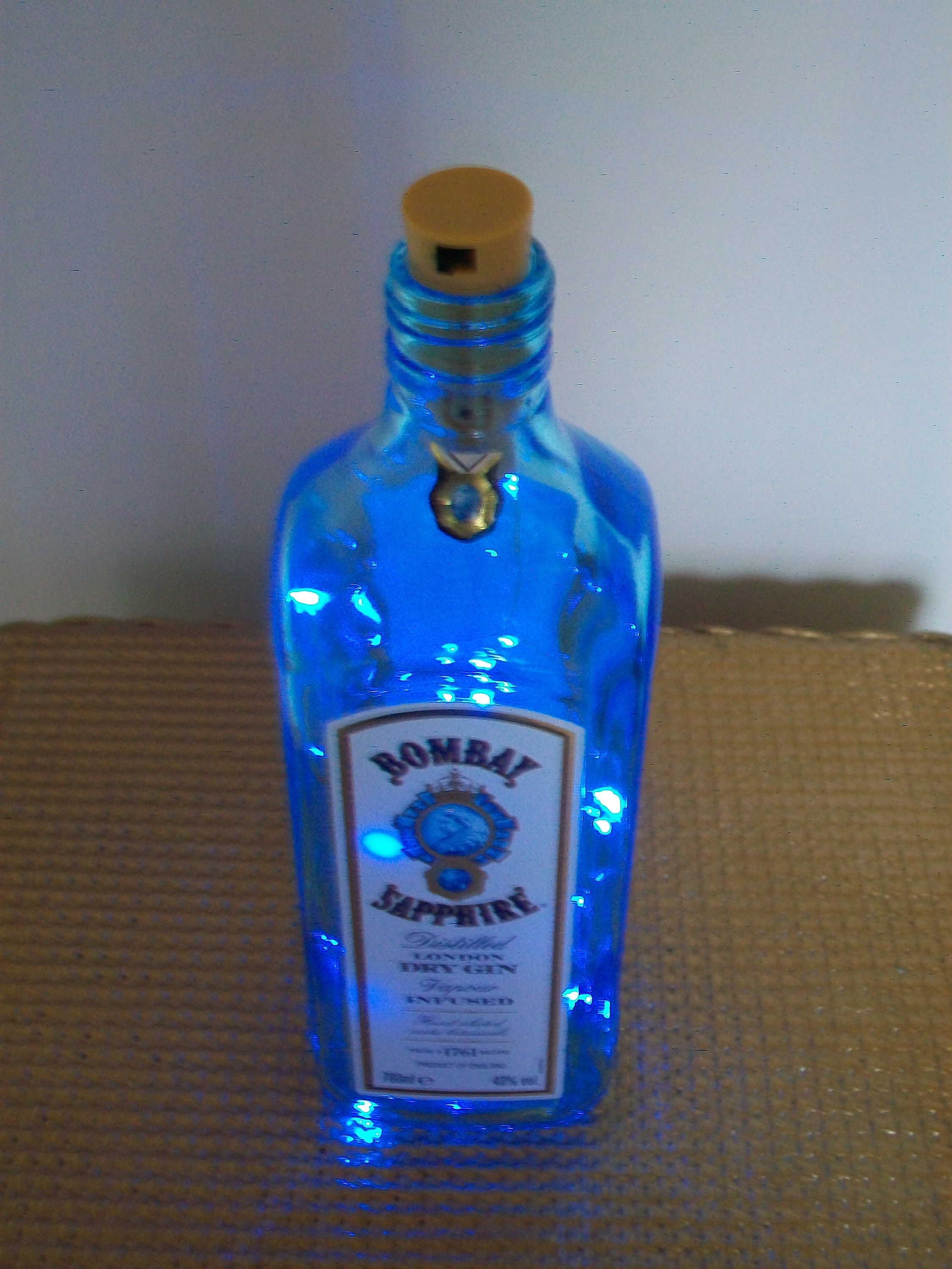 Blue Sapphire Gin Bottle with Blue LED lights Batteries Etsy