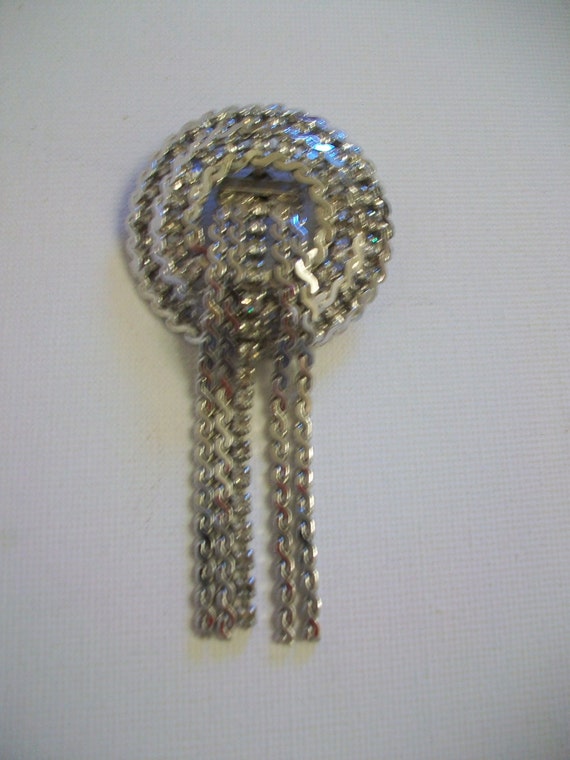 Vintage 1970s Silver Tone & Diamante Brooch; Very… - image 1