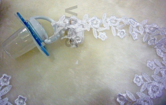 Ivory Pearl Special Occasion Crystal Bling Baby gift dummy clip holder strap