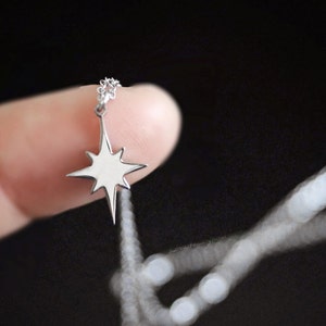 North Star Necklace, Christmas Gifts, Silver Necklace, Compass Rose, Dainty Long Layered Necklace, Gift For Women, Her, Anniversary
