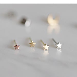 Tiny Star Earring, Thin Gauge 22G 21G Implant Grade Pure Titanium Studs, Birthday Gift For Her, Rose Gold, Cadeau Voor Haar