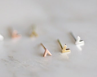 Tiny Arrow Stud Earrings, V Shape, Rose Gold, Gold, Silver, Minimalist, Cool Gift For Her, Geometric, Oorbellen, Children's, Kids