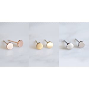 Circle Earrings, Gold Titanium Earring, Tiny Dot Studs, Dainty Round Stud, Rose Gold Minimalist, Titanium oorbellen, Hypoallergenic