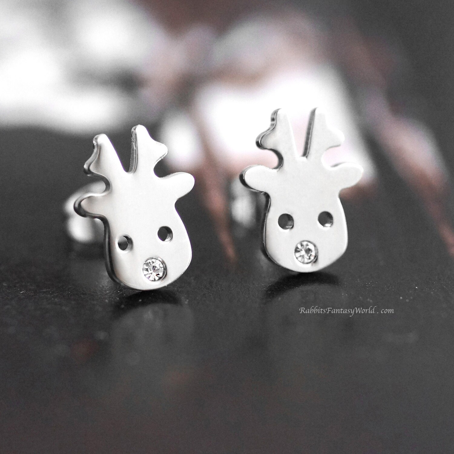 Reindeer Stud Earrings Silver Earrings Christmas Gifts Etsy