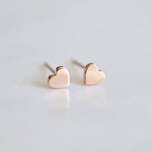 Tiny Heart Stud Earrings,Titanium Anodized Anodised 14K  Rose Gold Gift For Her Wedding Bridesmaid, Christmas Gifts Anniversary Friends Love