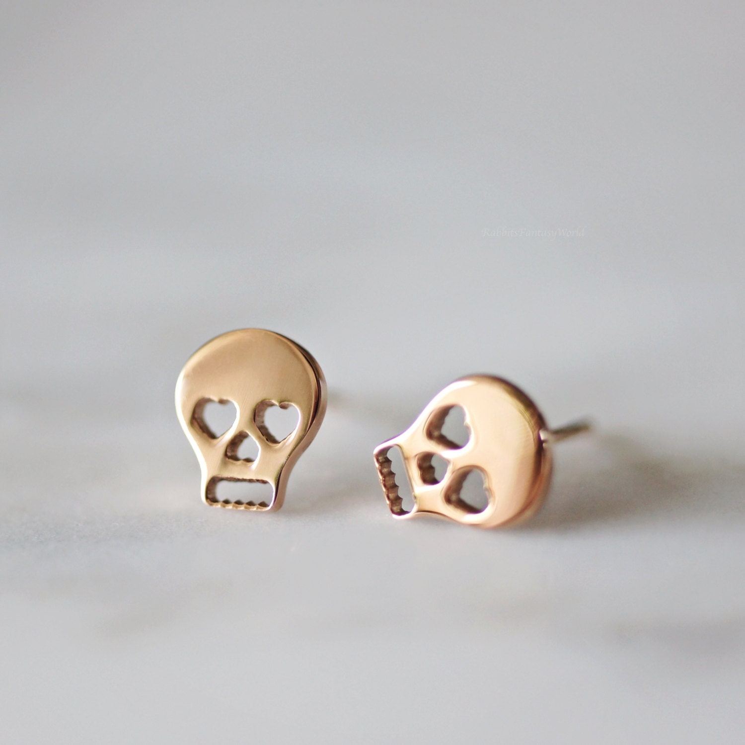 Skull Stud Earrings Rose Gold Silver Gold Chic Jewelry | Etsy