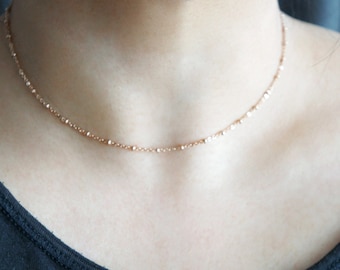 Satellite Chain Necklace, 18K Gold Beaded Ball, Rose Gold Silver Layering Collar Bone Necklace, Minimalist Jewellery, Birthday Gift For Her
