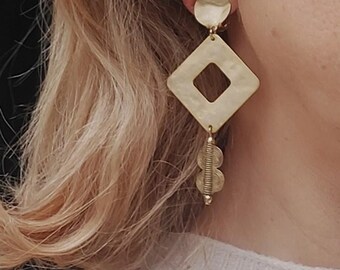Orecchini a goccia in ottone Boho, placcati in oro anticato, pendenti lunghi - Italia
