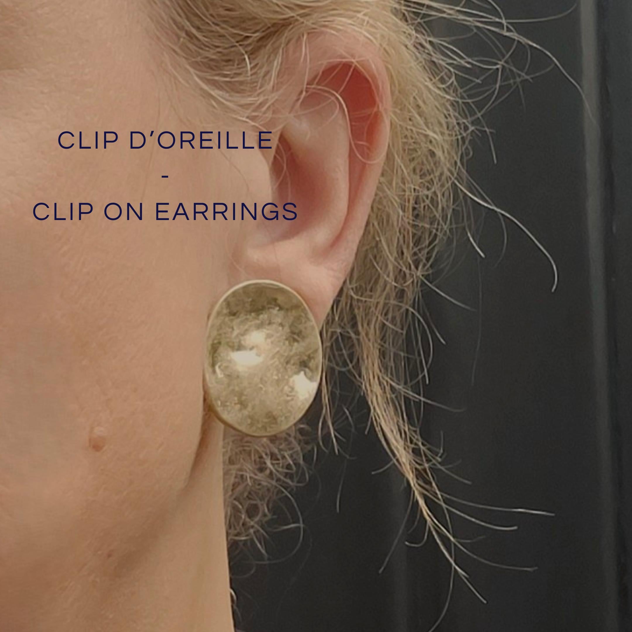 Boucle d'oreille à clip pendante en argent 925 et pierres naturelles