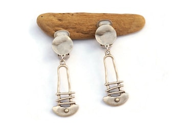 Pendientes de clip colgante de metal plateado, pendientes de clip Boho chic, pendientes sin perforar