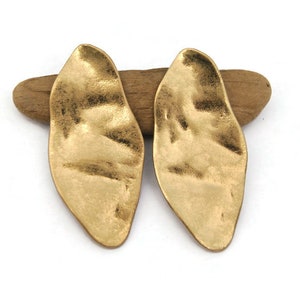 Large Gold Clip on Earrings, Gold Modern Clip on Earrings, For Not Pierced Ears, Irregular Gold Clip ons, Abstract Large Clip on Earrings