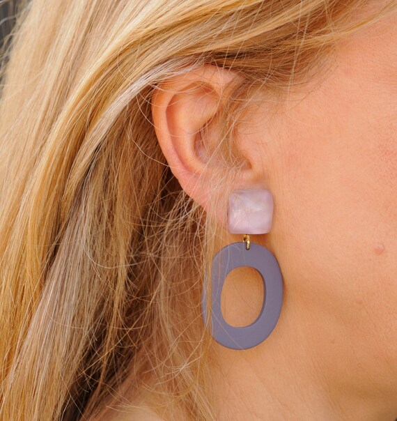Geometric Transparent Acetate Asymmetric Long Earrings Simple Women Jewelry 