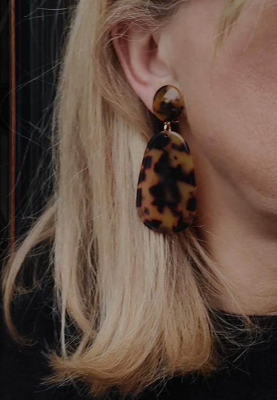 Boucles D'oreilles Pendantes Vintage Clips Métal - Occasion - Grosses - Style Rétro