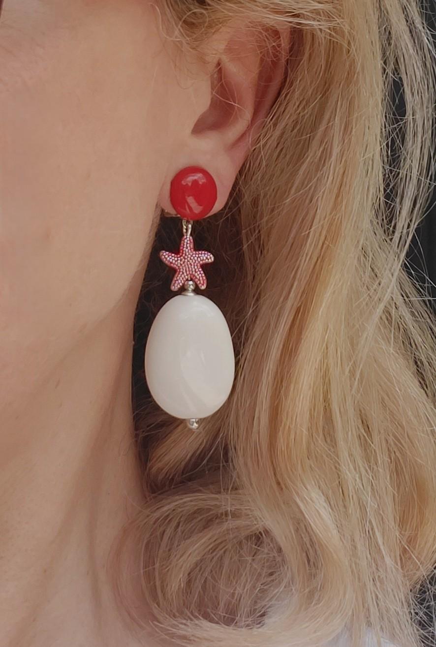 Orecchini a clip con stelle marine bianche - Italia
