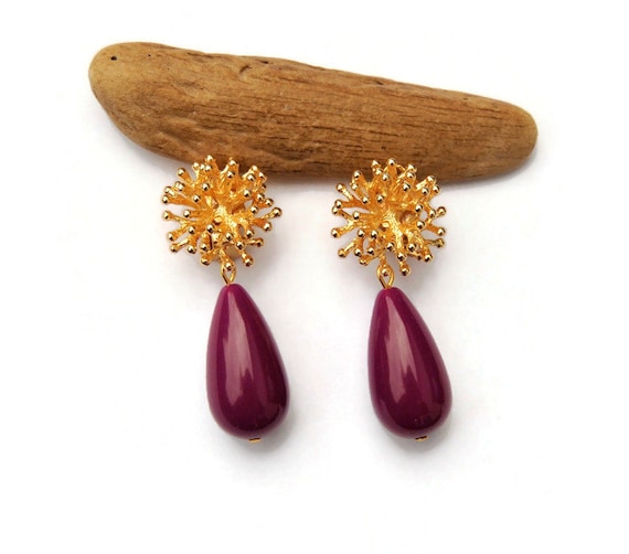 Boucles D'Oreilles Fantaisie En Métal Doré - Style Clips - Occasion Bon État