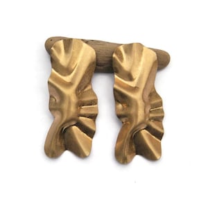 Large Gold Clip on Earrings, Gold Modern Clip on Earrings, For Not Pierced Ears, Irregular Gold Clip ons, Abstract Large Clip on Earrings