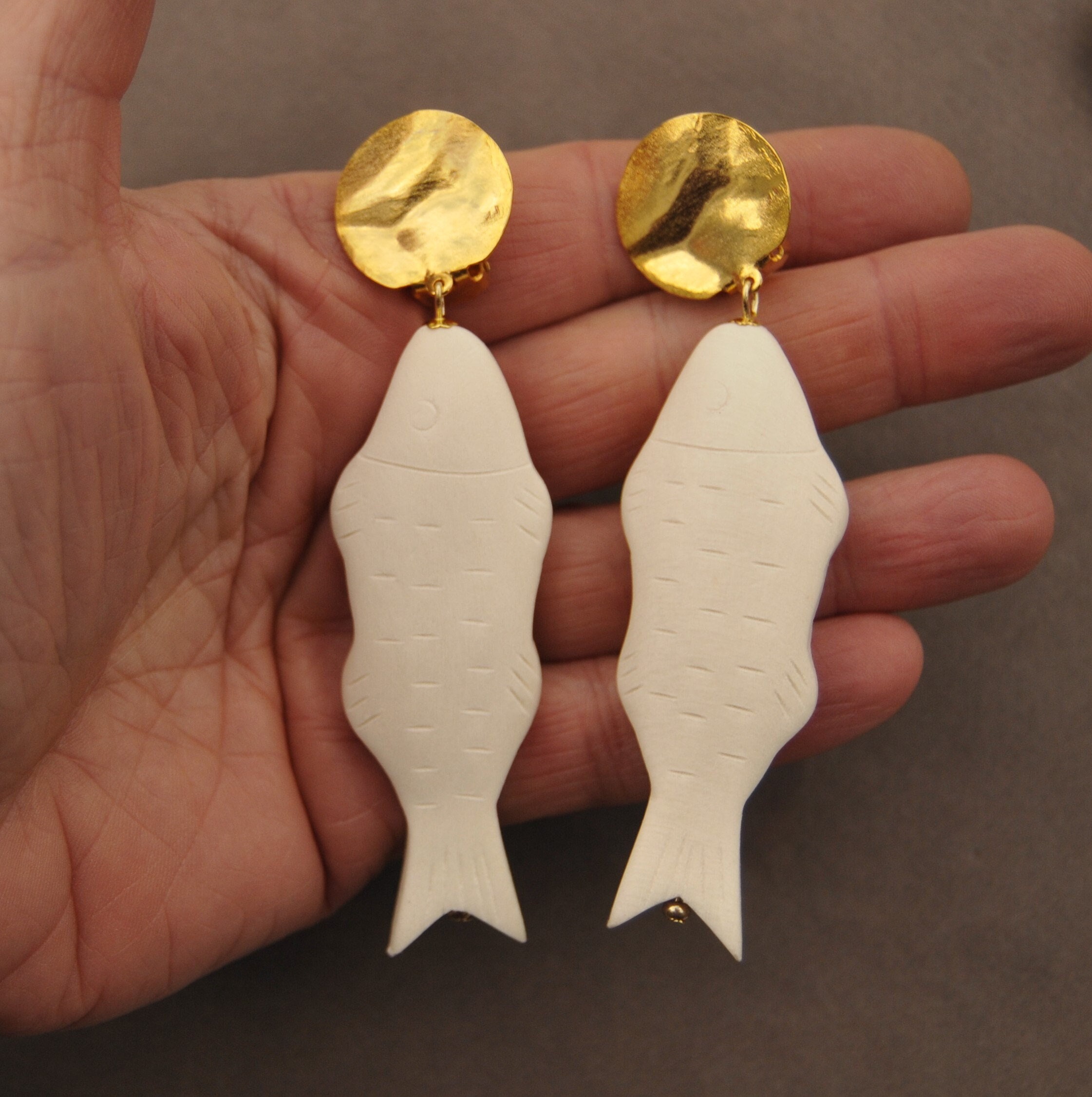 Boucles D'oreilles Clips Pendantes En Perles Bleues - Neuf Sans Emballage, Style Artisanal