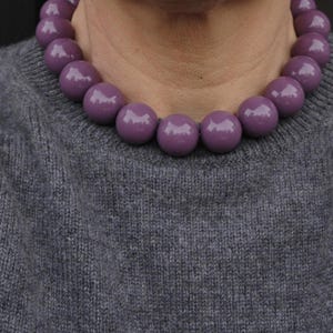 Chunky Purple Beads Statement Necklace, Handmade Necklace, Large Bold Statement Necklace, 20 MM Purple Beads Necklace, Jewelry For Women