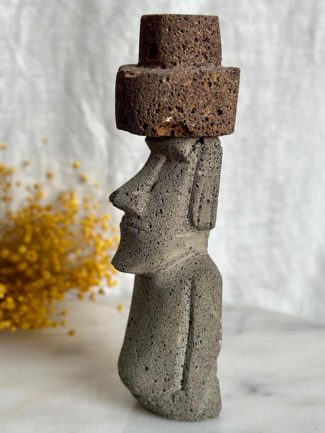 Vintage Easter Island Moai Sculpture Porous Stone Figurine Eclectic