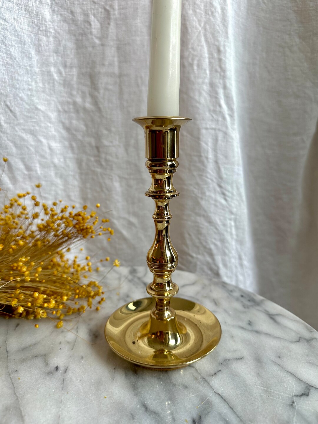 Baldwin Brass Candlestick Vintage Gold Candle Holders MCM Etsy