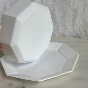 C3/ ARCOPAL GRAND Saladier Modelle Octime Hexagonal Blanc Traits Noirs