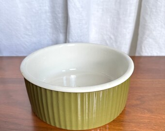 Vintage Michael Lax Copco Baking Dish Ribbed Flutted Green Ceramic