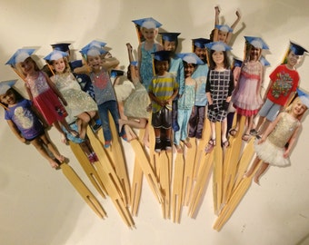 Personalized school graduation photo cupcake toppers. set of 10 different photos. Waterproof with glossy finish.