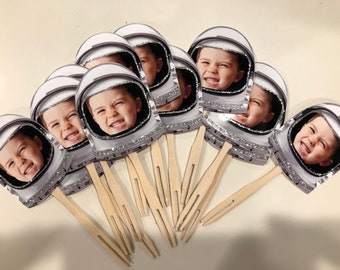 Space photo cupcake toppers . set of 12 with glossy finish.